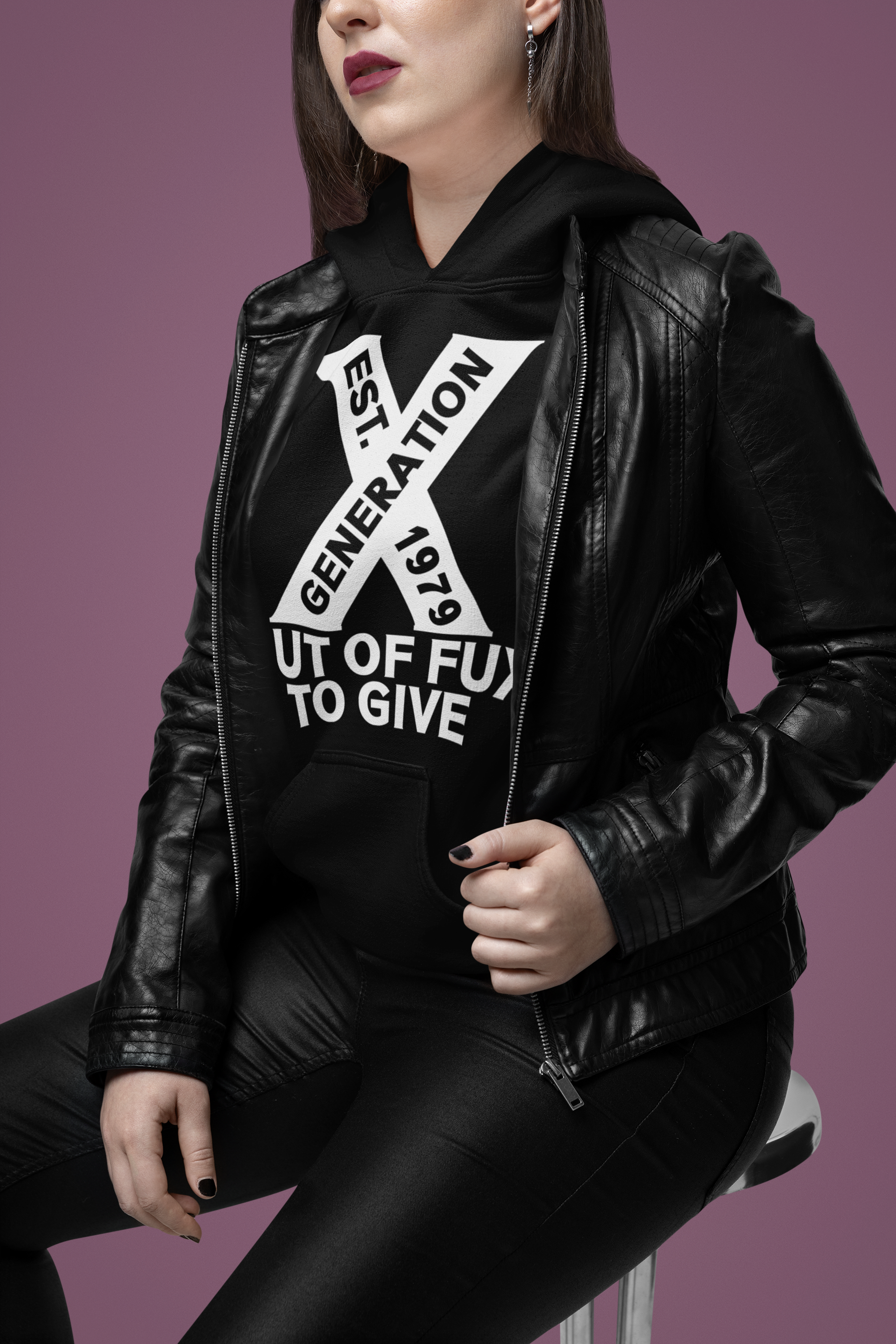 Generation X Hoodie - Out of Fux to Give, Funny British Pullover, Retro Nostalgic Gen X Hoodie