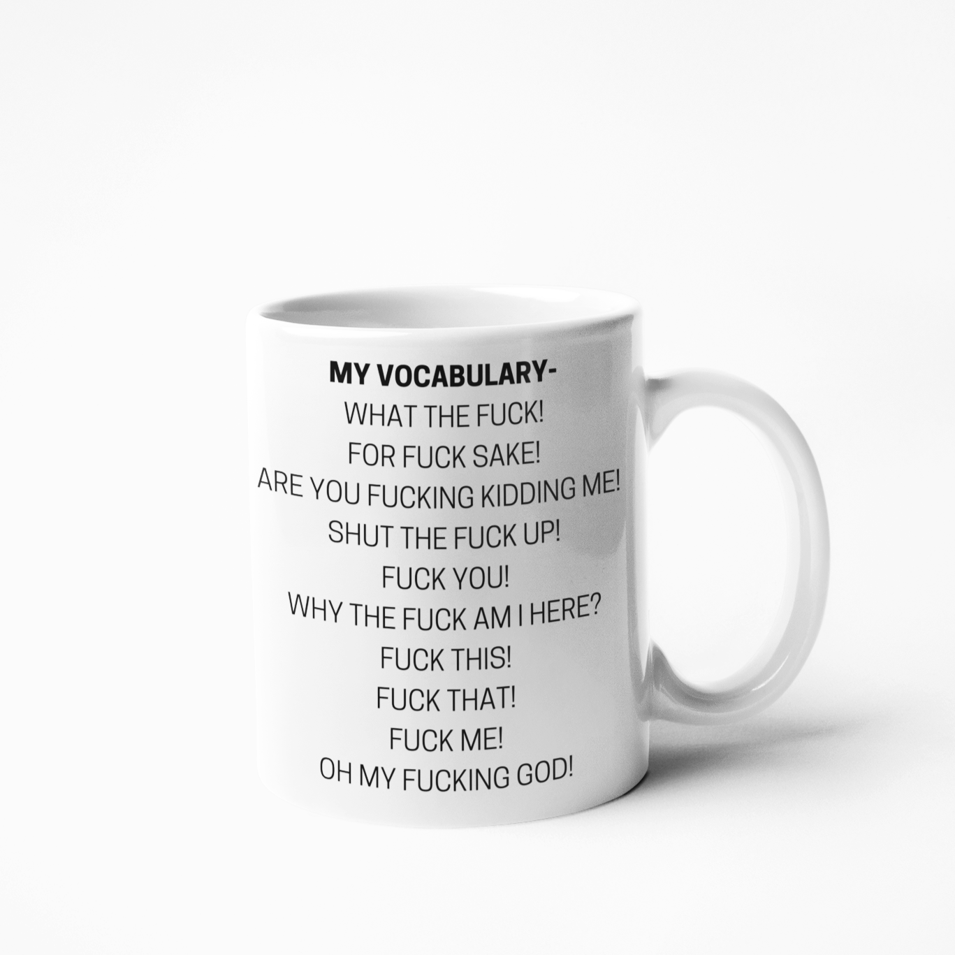 This My Swear Vocabulary Rude Sweary Funny Coffee Mug makes the perfect gift for any coffee lover. It is made of durable ceramic, ensuring a long-lasting life. The bold design and statement of "My Swear Vocabulary" is sure to be a conversation starter at any gathering. Enjoy your favourite beverage in this unique and humorous mug!