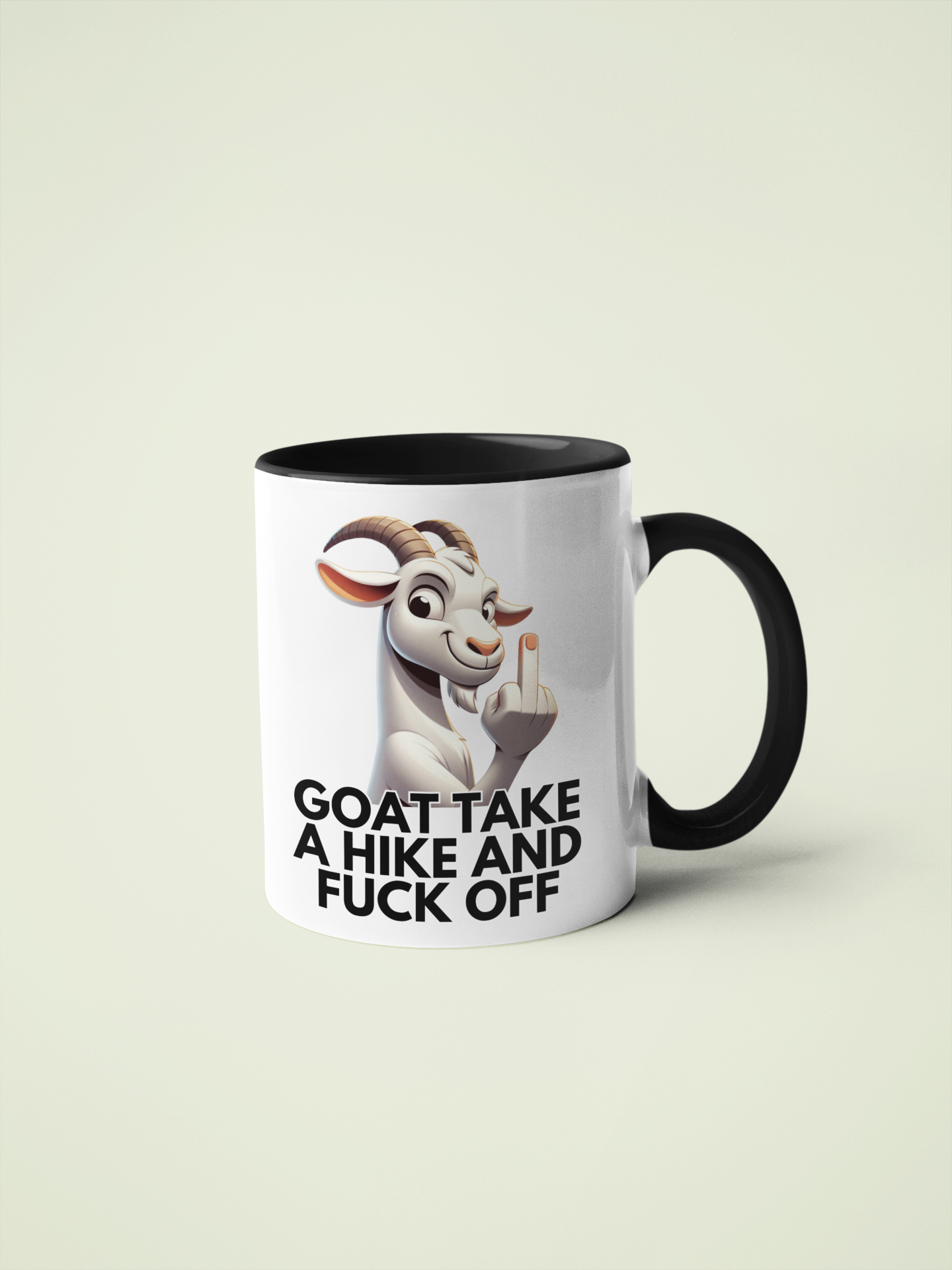 Goat Take a Hike and Fuck Off – Funny Goat Mug, Sarcastic Tumbler, Cheeky Coaster Gift for Friends and Office