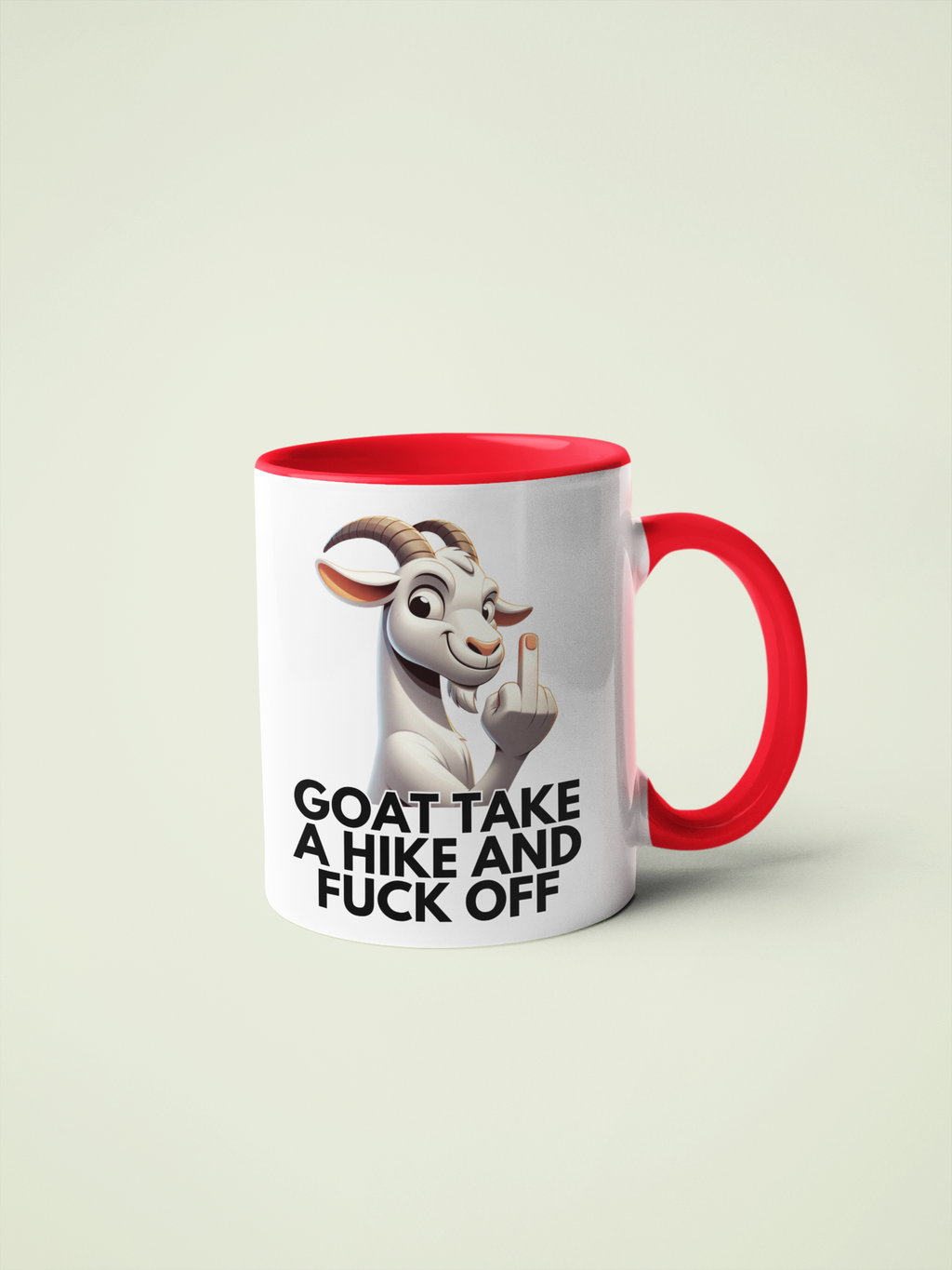 Goat Take a Hike and Fuck Off – Funny Goat Mug, Sarcastic Tumbler, Cheeky Coaster Gift for Friends and Office