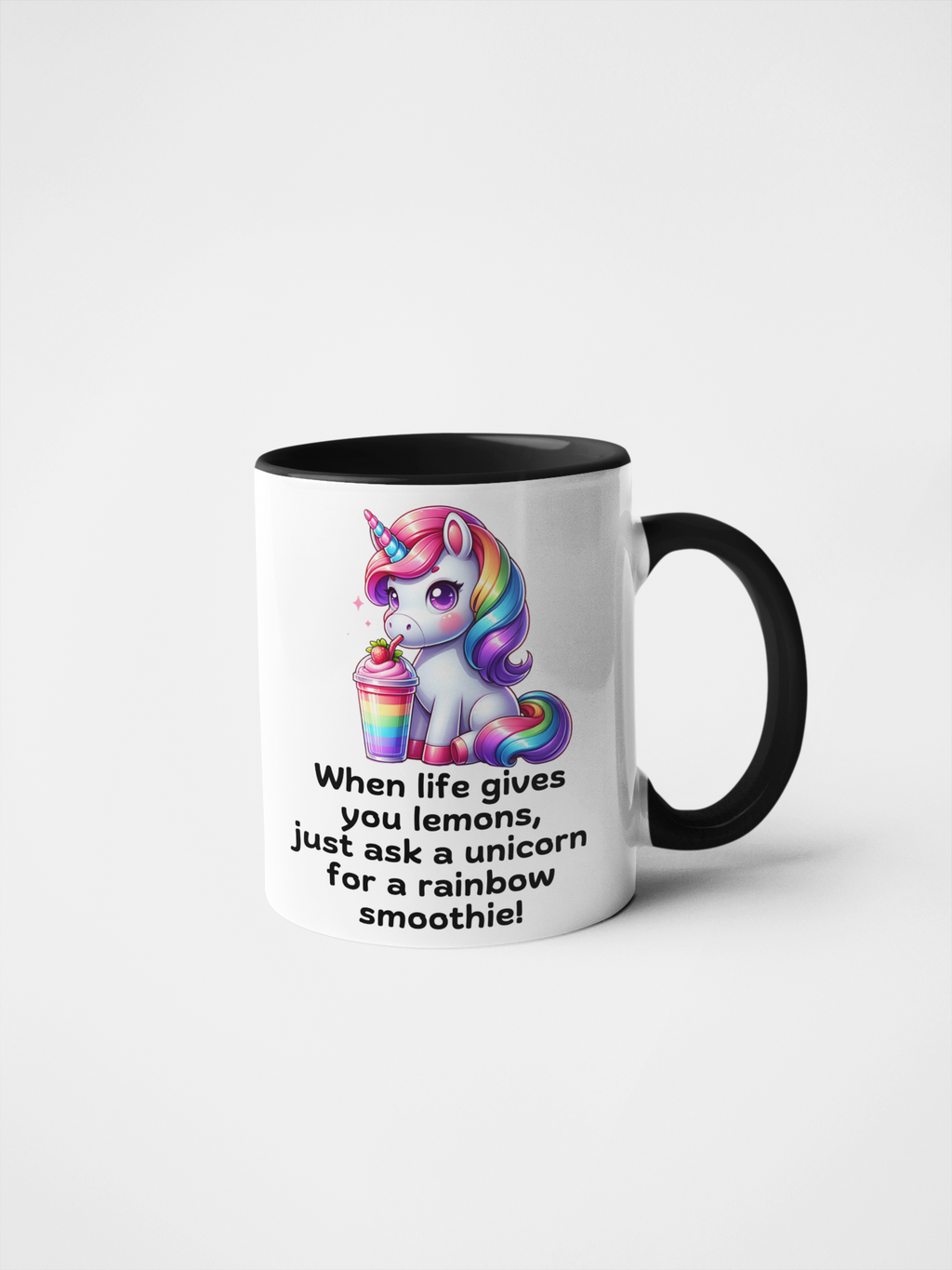 When Life Gives You Lemons, Just Ask a Unicorn for a Rainbow Smoothie! Fun Unicorn Mug | Cute Rainbow Drink Mug | Perfect Gift for Unicorn Lovers | 11oz & 15oz Ceramic Mug