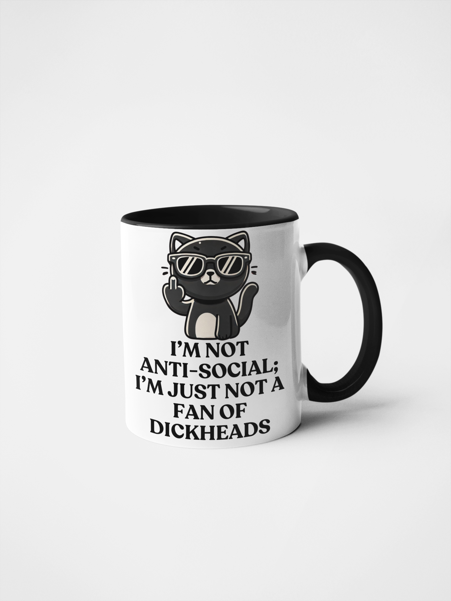 I'm Not Anti-Social; I'm Just Not a Fan of Dickheads Sarcastic Cat Lover Mug