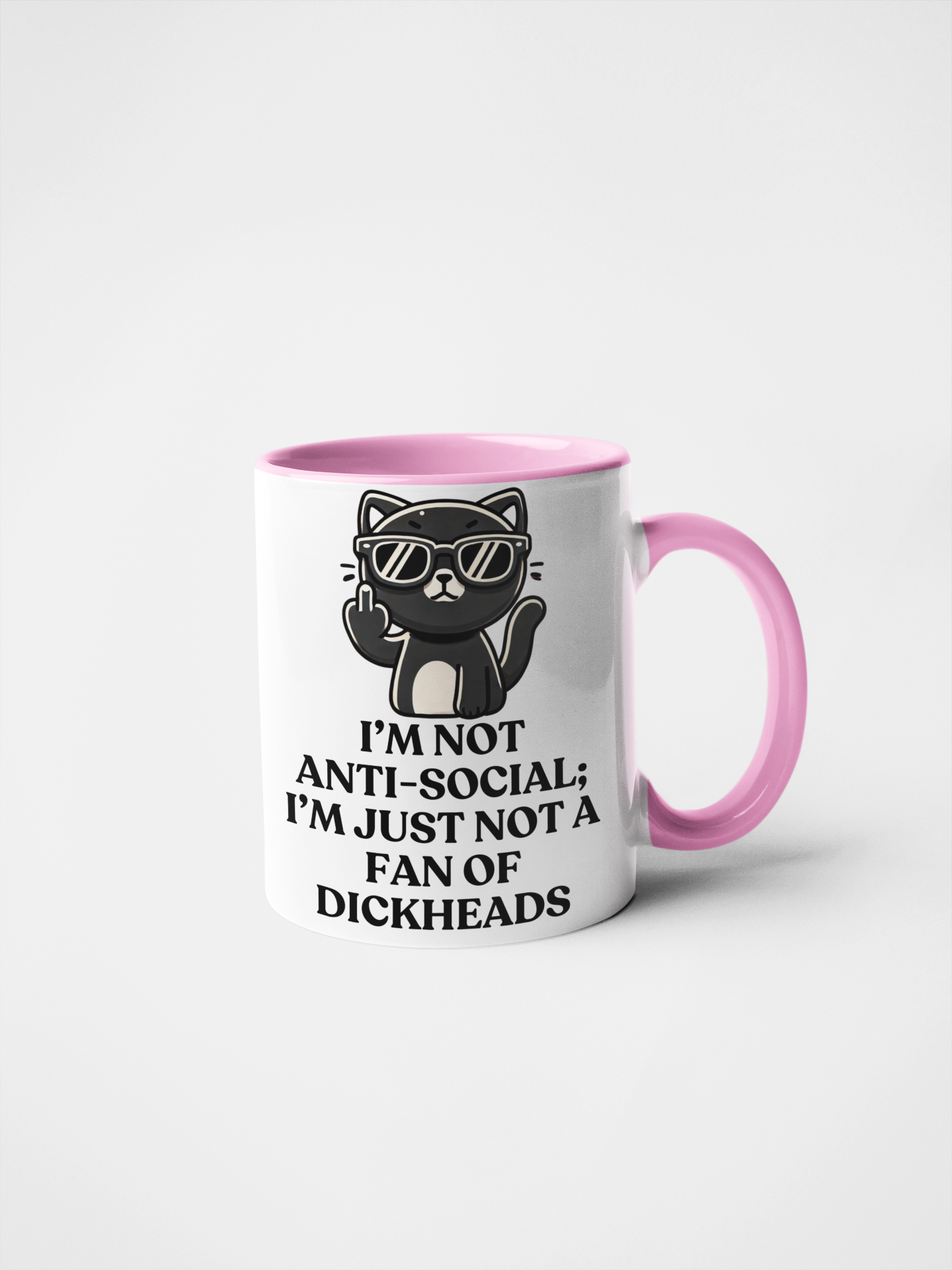 I'm Not Anti-Social; I'm Just Not a Fan of Dickheads Sarcastic Cat Lover Mug