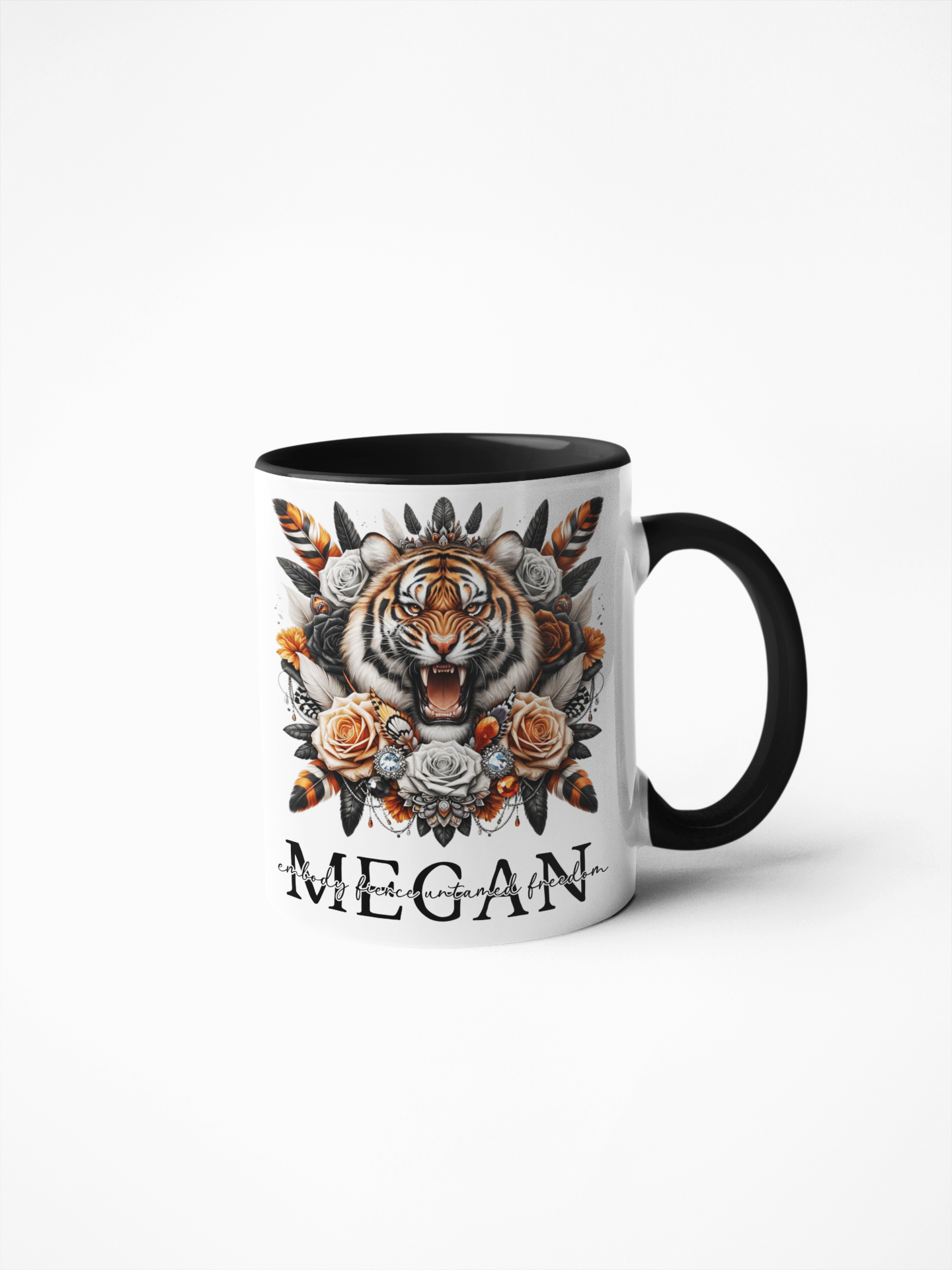 Wild Tiger Floral Drinkware Collection: Personalised Mugs in 11oz/15oz, 20oz Insulated Tumblers, MDF Coasters - Exotic Gifts for Wildlife Enthusiasts