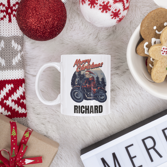 Biker Christmas mug with any name