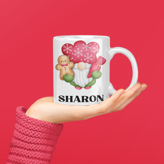 gnome Christmas mug with name