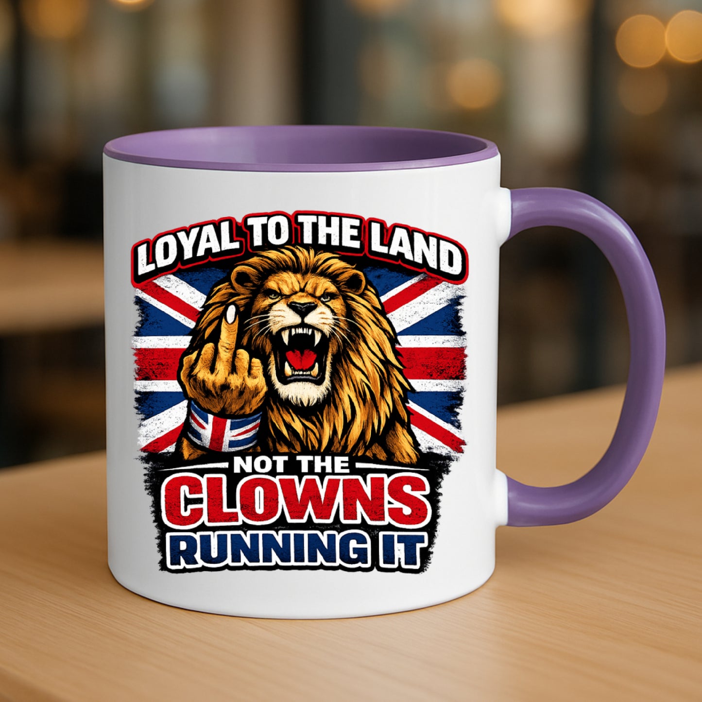 British Patriot Gift – Lion Union jack Mug, Tumbler or Chopping Board with Loyal to the Land