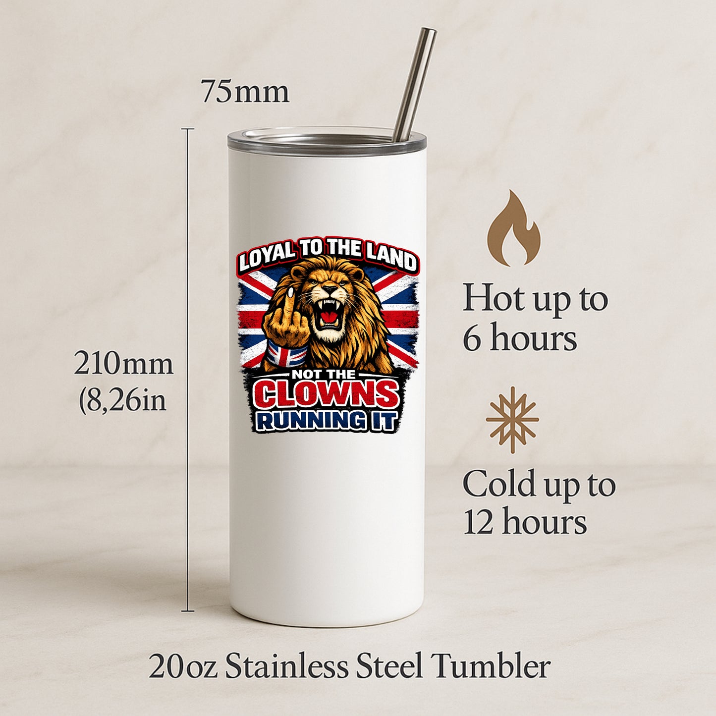 British Patriot Gift – Lion Union jack Mug, Tumbler or Chopping Board with Loyal to the Land
