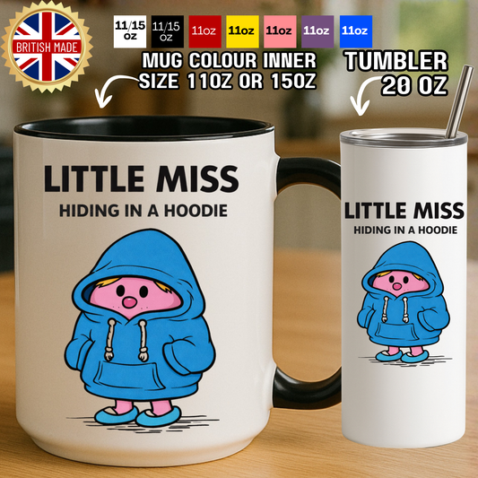 Funny Little Miss Hoodie Mug Tumbler Chopping Board Gift Mum Sister Friend