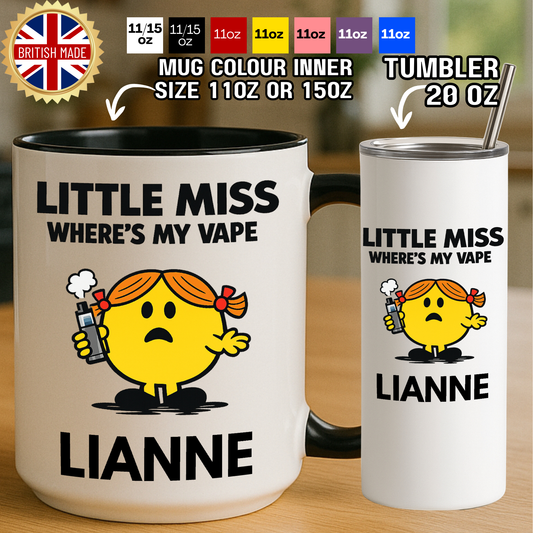 Little Miss Where’s My Vape Mug Personalised Name | Funny Rude Gift