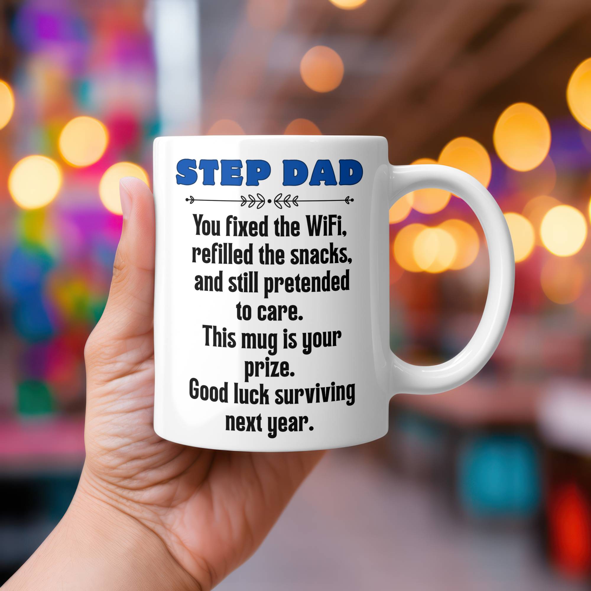 Funny Step Dad Mug | £5 Bargain | Father’s Day 2025 Gift | Step Dad WiFi and Snacks Hero Mug | Cheeky Coffee Mug for Step Dad | Novelty Gift UK