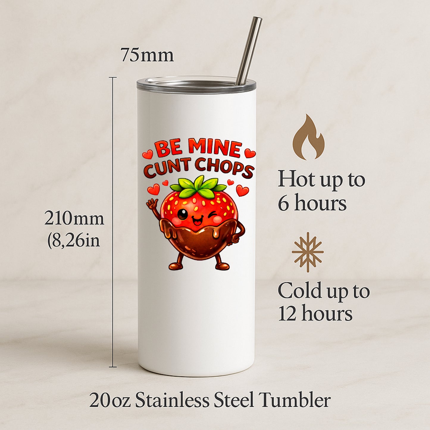 Be Mine Cunt Chops Mug | Rude Funny Valentines Gift with Chocolate Strawberry