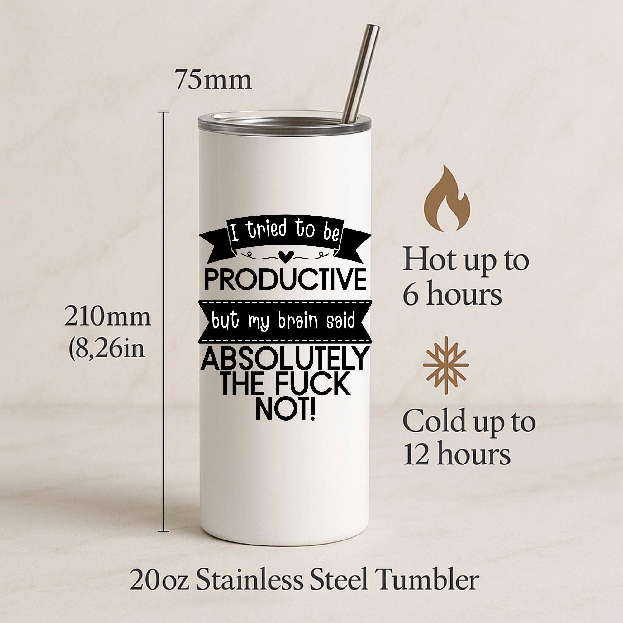 I Tried to Be Productive Mug – My Brain Said Absolutely Not | Funny Rude Coffee Mug