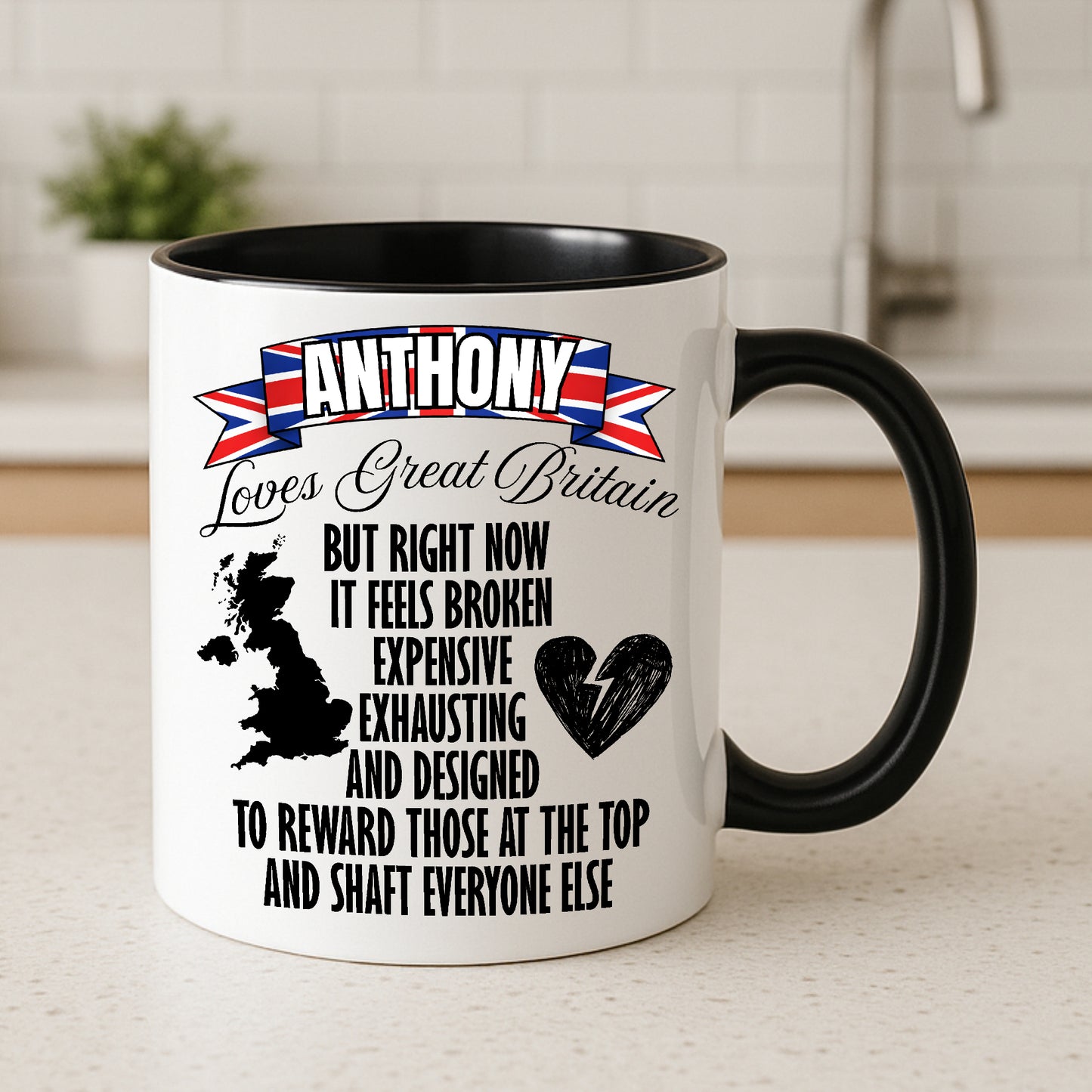 Personalised British Political Satire Mug and Tumbler for Tea and Coffee Lovers