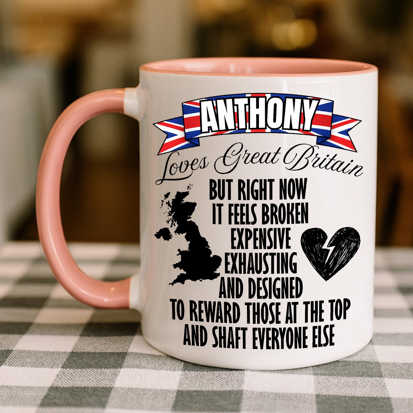 Personalised British Political Satire Mug and Tumbler for Tea and Coffee Lovers