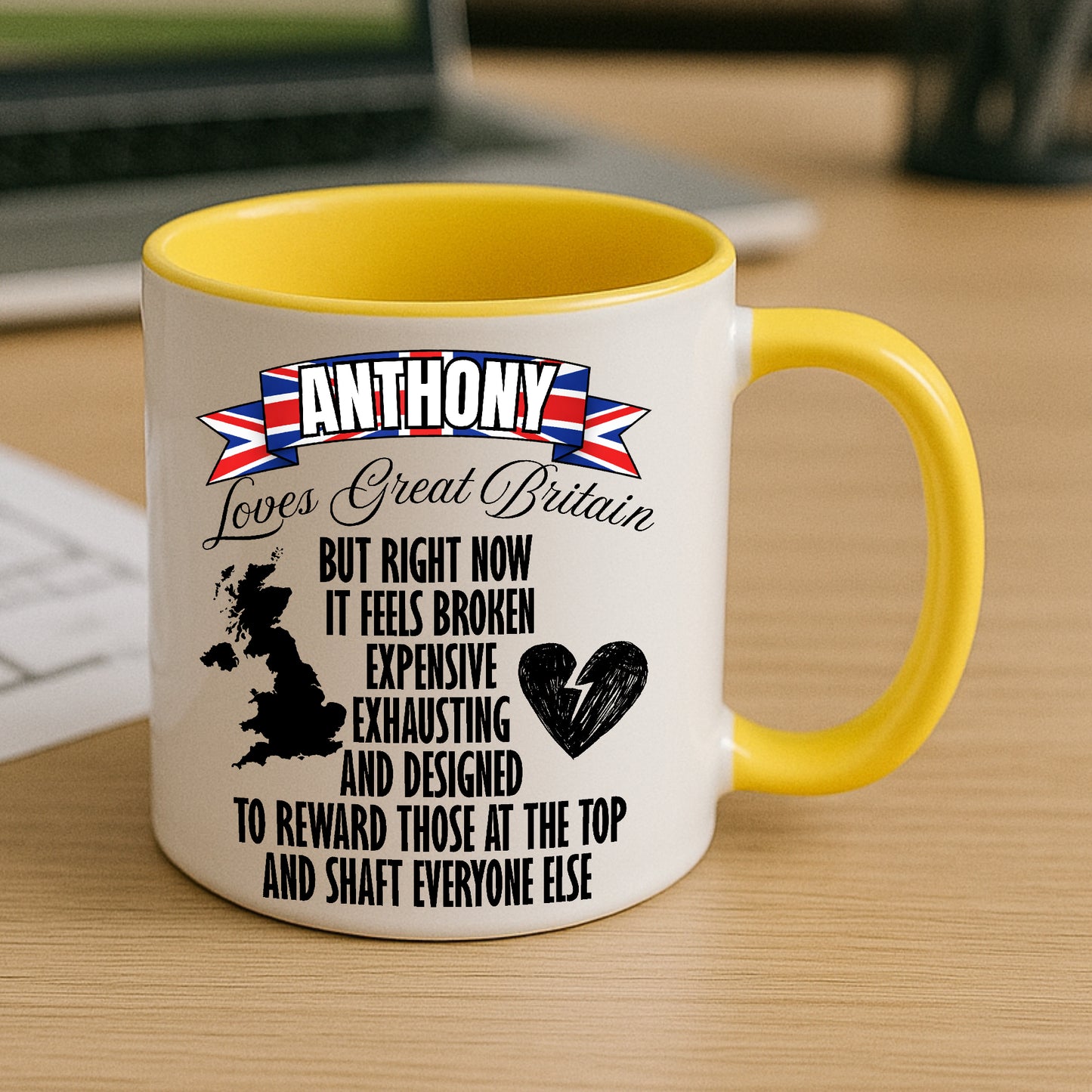 Personalised British Political Satire Mug and Tumbler for Tea and Coffee Lovers