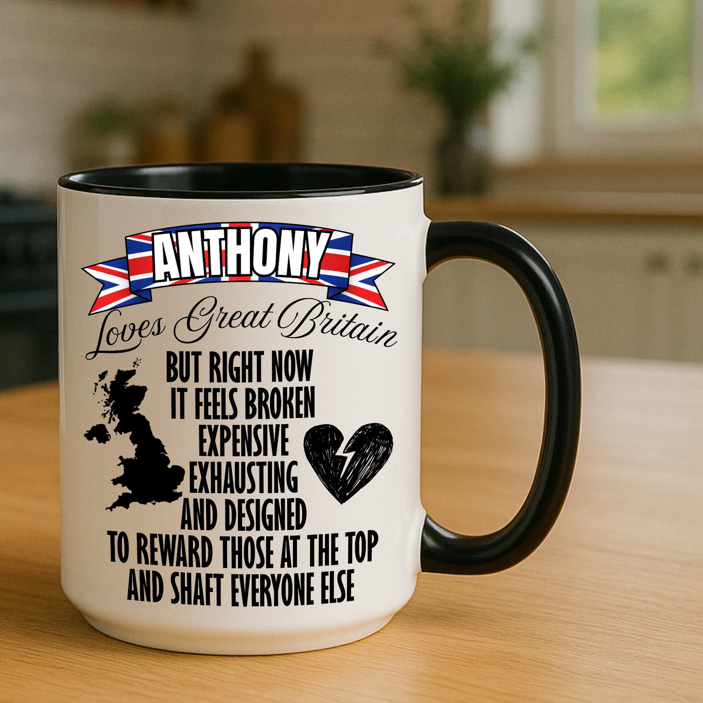 Personalised British Political Satire Mug and Tumbler for Tea and Coffee Lovers