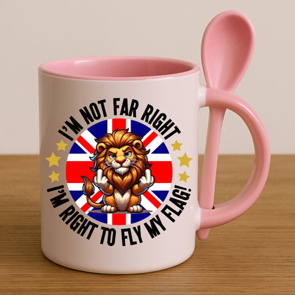 Funny British Lion Mug Novelty Union Jack Coffee Cup Patriotic Gift for Friends