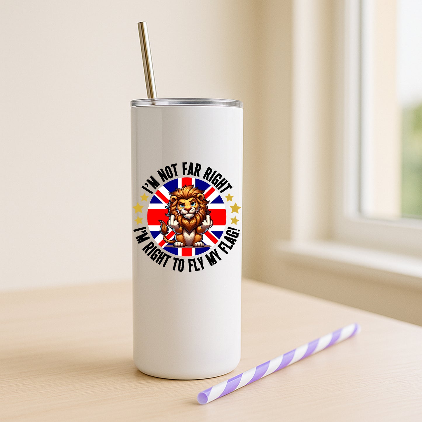 Funny British Lion Mug Novelty Union Jack Coffee Cup Patriotic Gift for Friends
