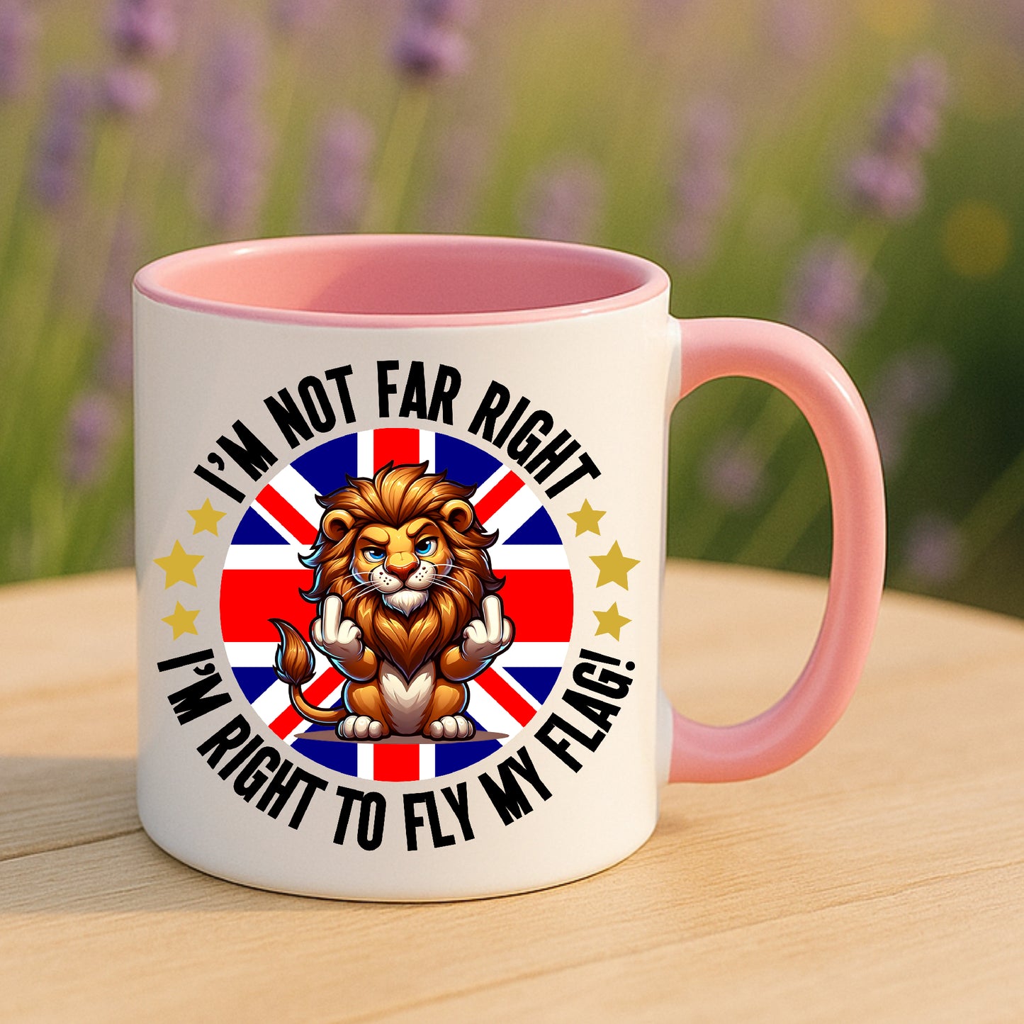 Funny British Lion Mug Novelty Union Jack Coffee Cup Patriotic Gift for Friends