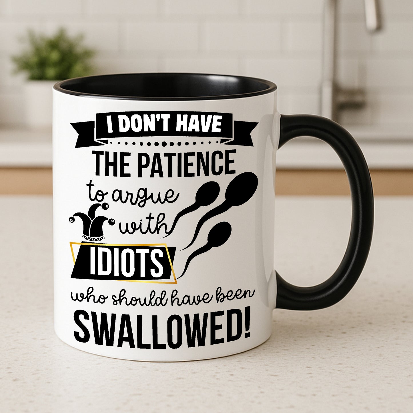 Idiots Who Should Have Been Swallowed Mug | Funny Rude Gift | Sarcastic Coffee Cup