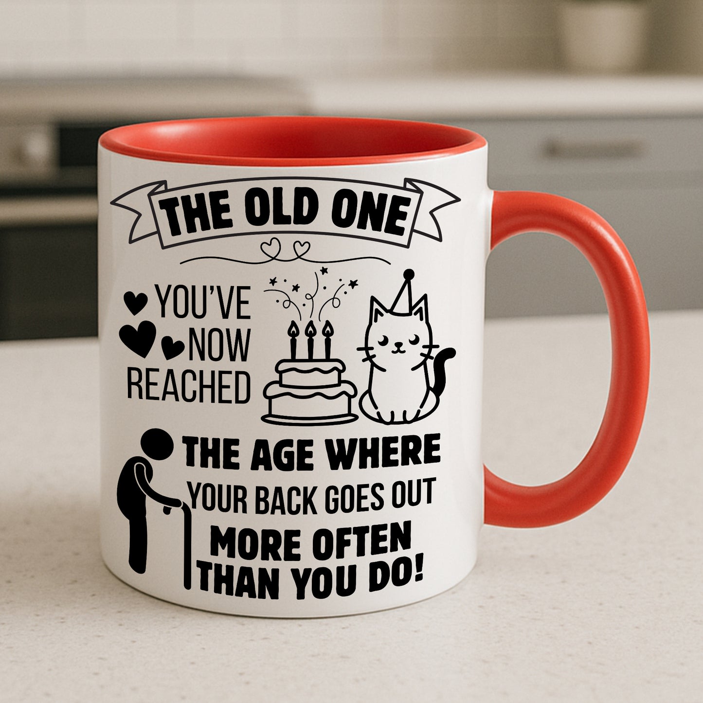 Funny Milestone Birthday Mug for Women or Men | “The Old One” Sarcastic Gift for Adult Friend, Sister, Colleague