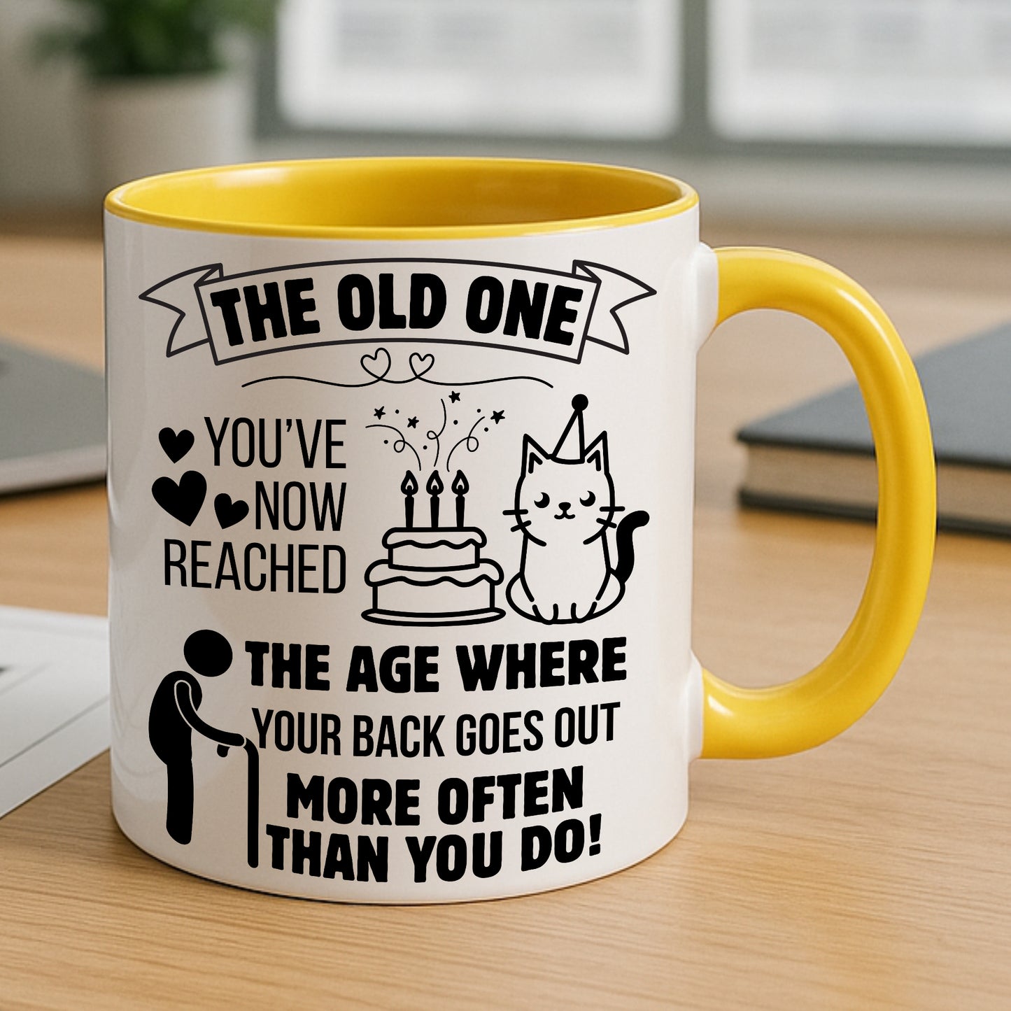 Funny Milestone Birthday Mug for Women or Men | “The Old One” Sarcastic Gift for Adult Friend, Sister, Colleague