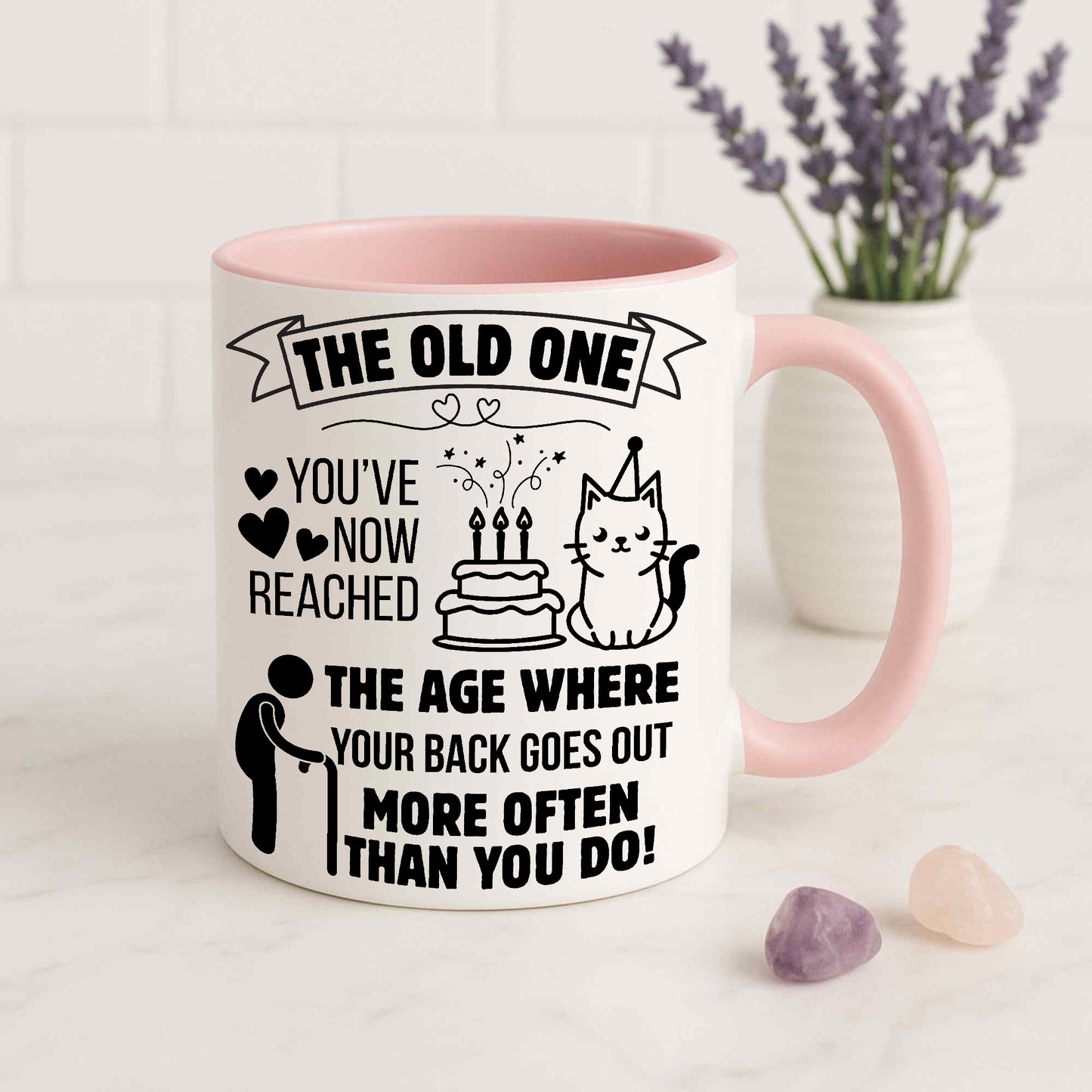 Funny Milestone Birthday Mug for Women or Men | “The Old One” Sarcastic Gift for Adult Friend, Sister, Colleague
