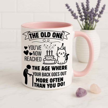 Funny Milestone Birthday Mug for Women or Men | “The Old One” Sarcastic Gift for Adult Friend, Sister, Colleague