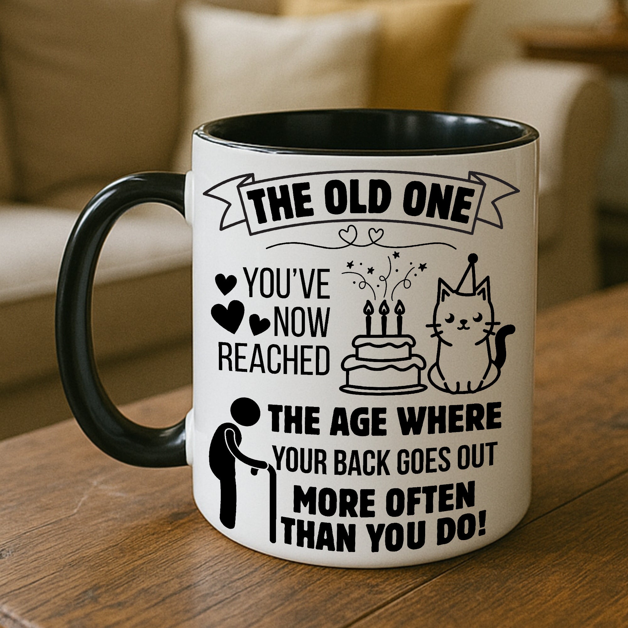 Funny Milestone Birthday Mug for Women or Men | “The Old One” Sarcastic Gift for Adult Friend, Sister, Colleague