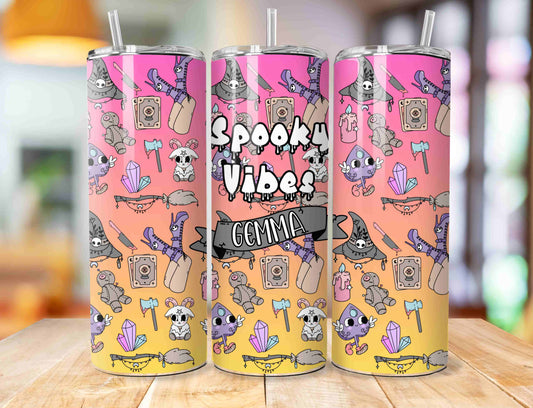 Spooky vibes cute personalised 20oz tumbler