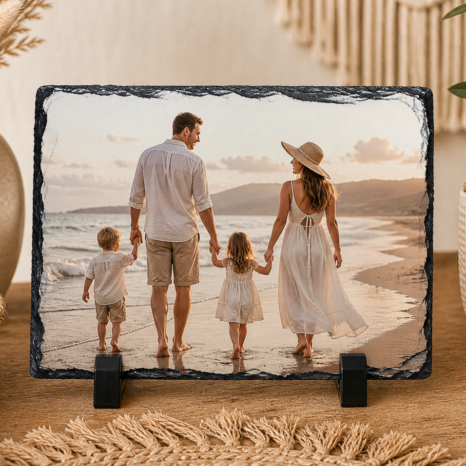 photo rock slate sublimation printed with any family photo. quick turn around.