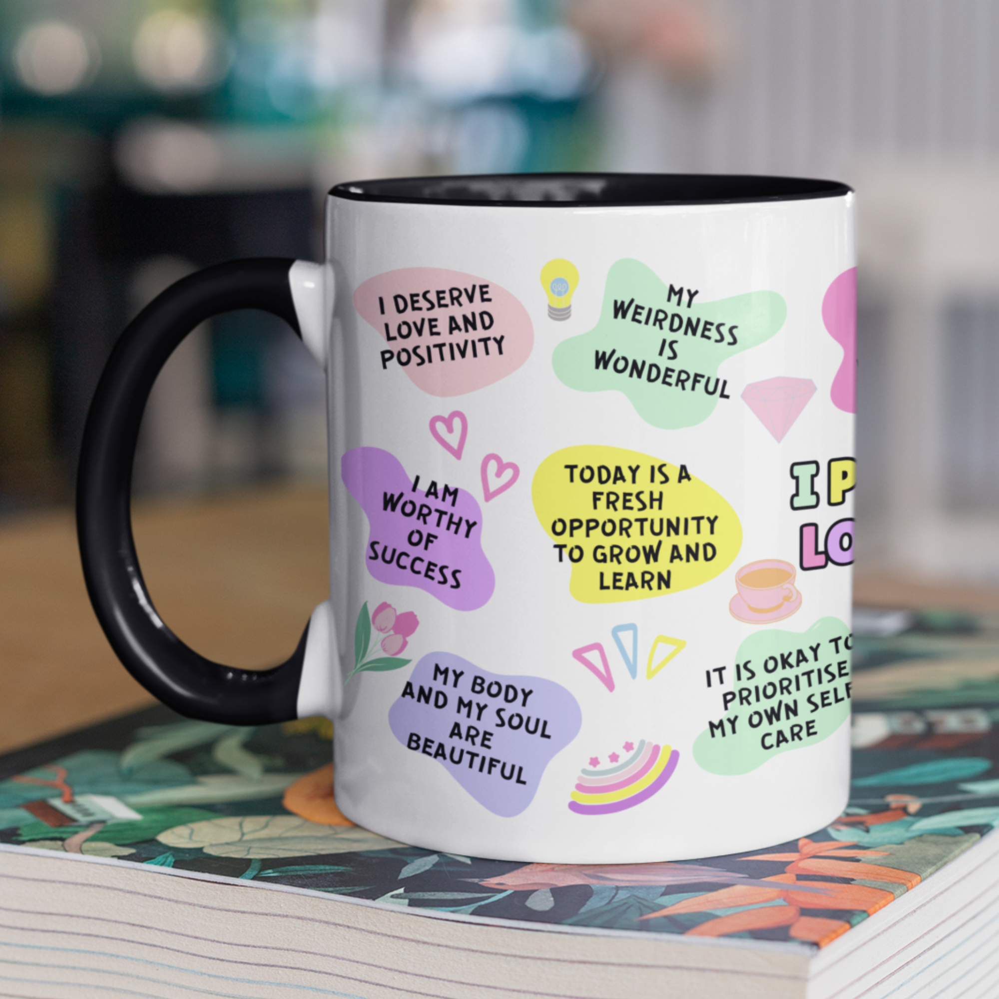 I promise to love myself positivity self care self-love mug cup birthday Christmas gift stocking filler idea 2023 cute presents