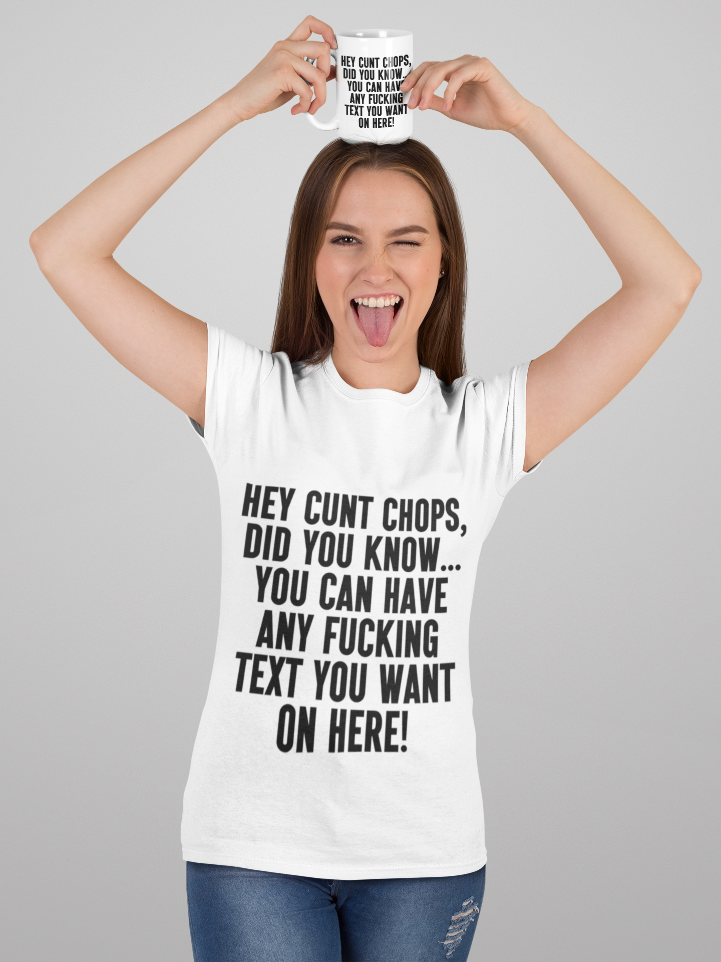 Customisable Text Mug – Personalised Naughty Swear Mug, Bold Statement Coffee Mug, Funny Offensive Gift