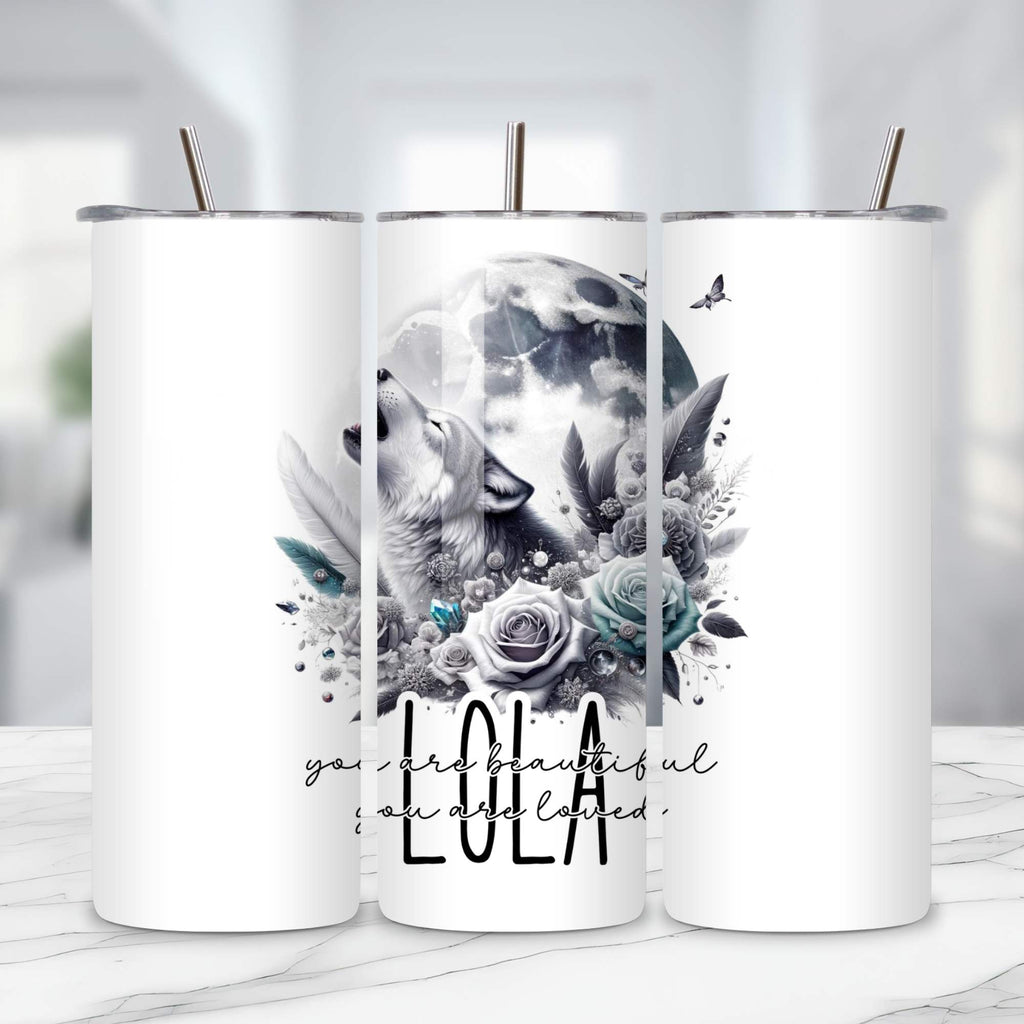 Wolf & Moon Themed Drinkware: Customisable Mugs & Tumblers - Enchanting Gifts for Nature Lovers