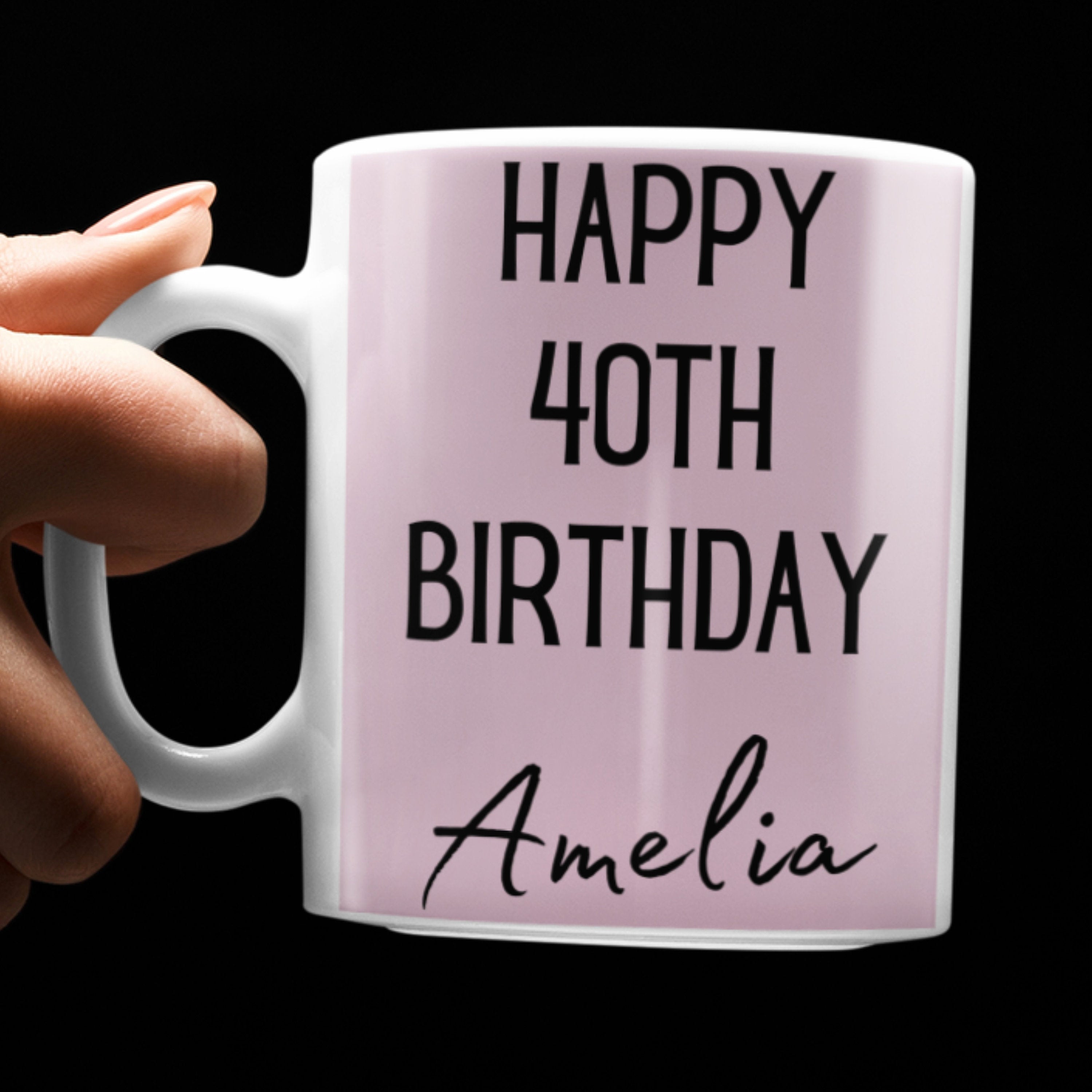 Personalised pink 40th Birthday mug