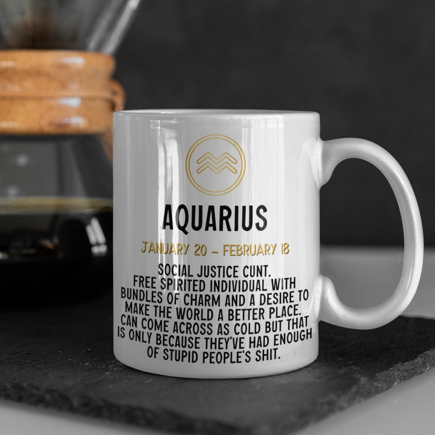 Aquarius star sign horoscope swear profanity mug