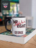 Personalised anniversary mugs Mr and Mrs Right