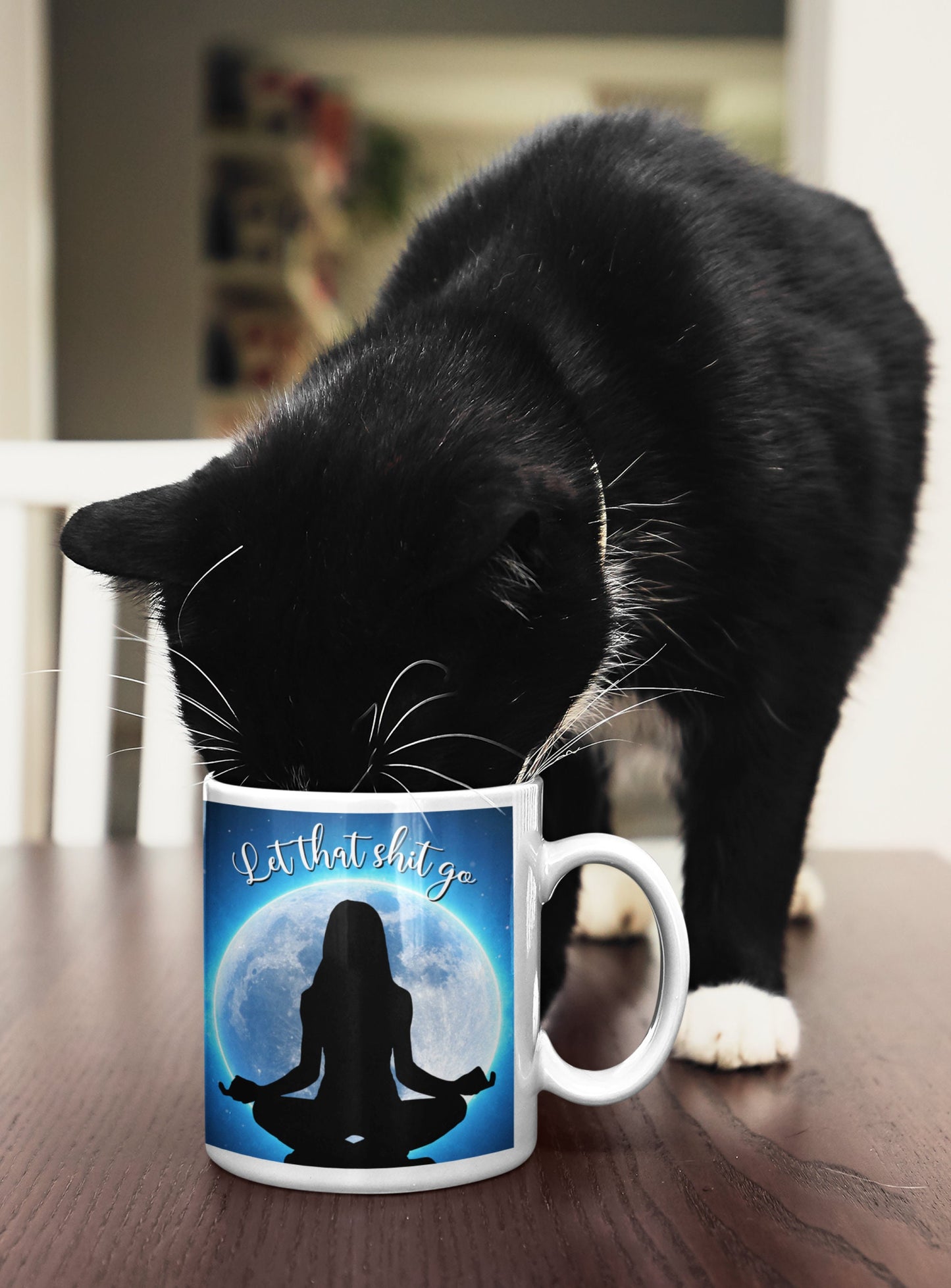 Let that shit go meditating yoga pose funny sweary mug
