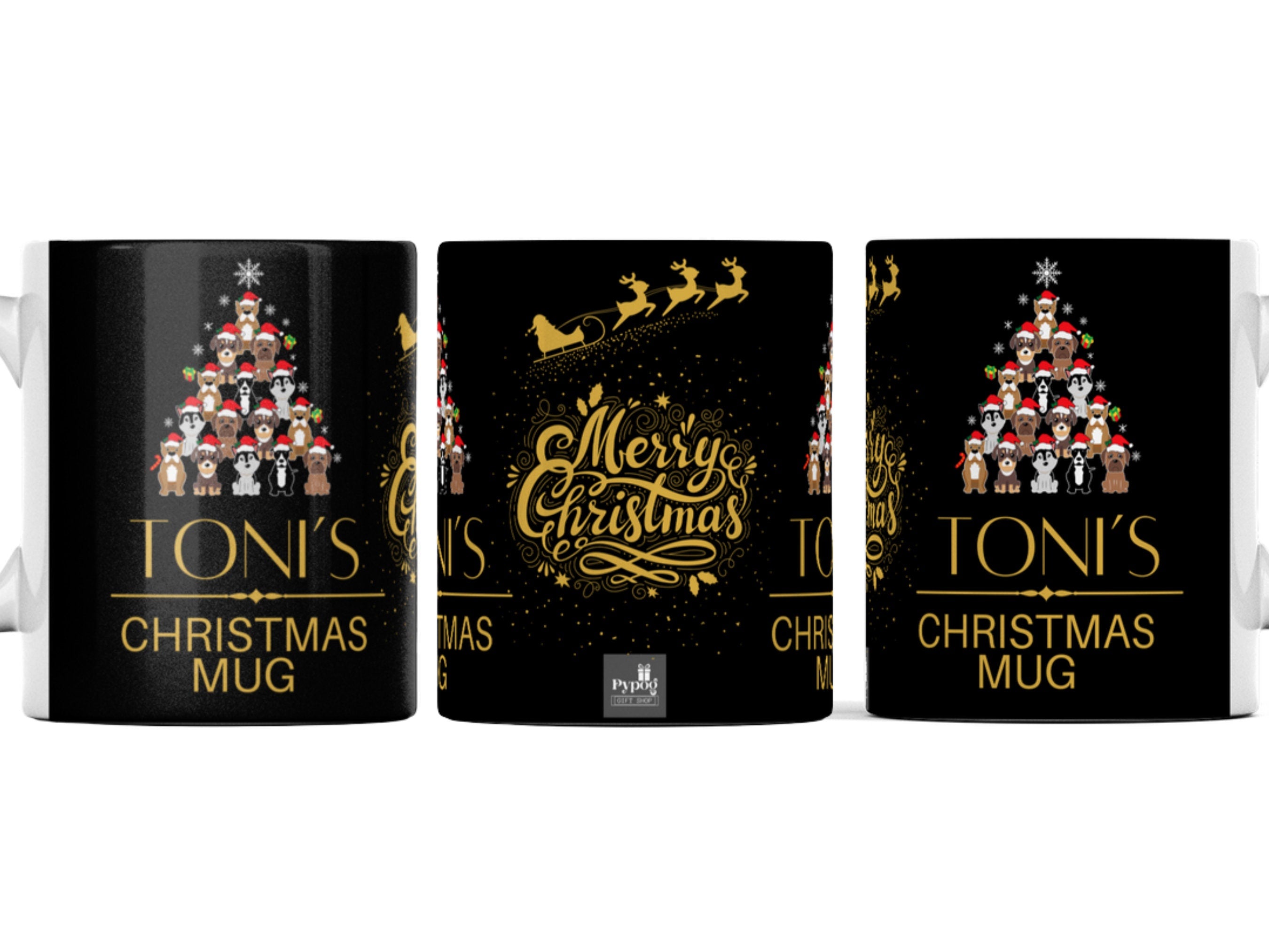 Dog Christmas mug any name