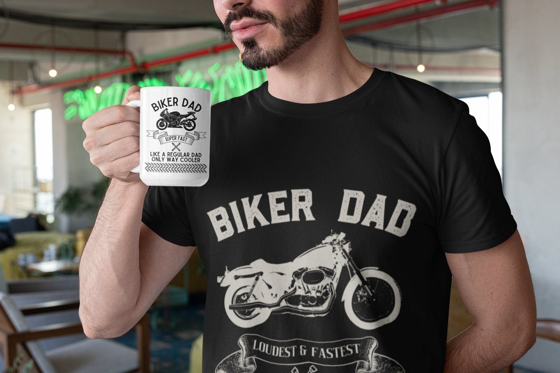 Ultimate Biker Dad Gift: Large 15oz Motorcycle Coffee Mug - Perfect for Birthdays, Christmas & Father’s Day | Dishwasher & Microwave Safe