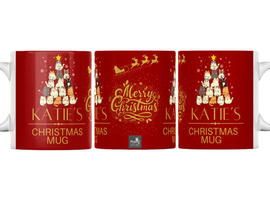 Christmas cat mug with any name