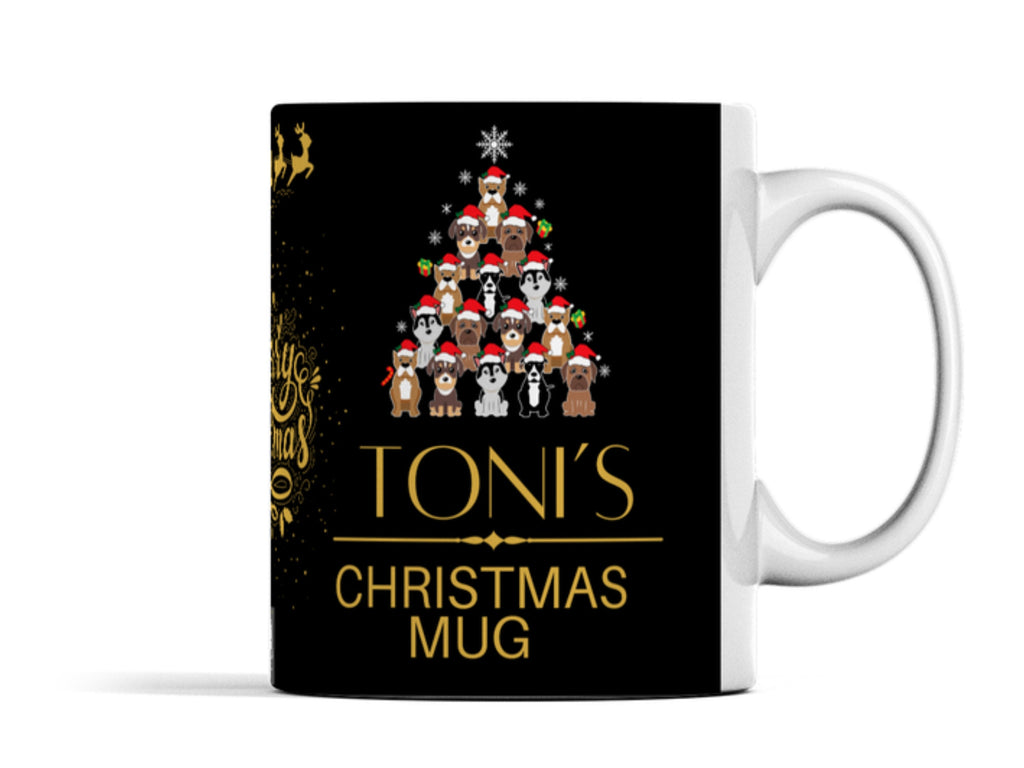 Dog Christmas mug any name