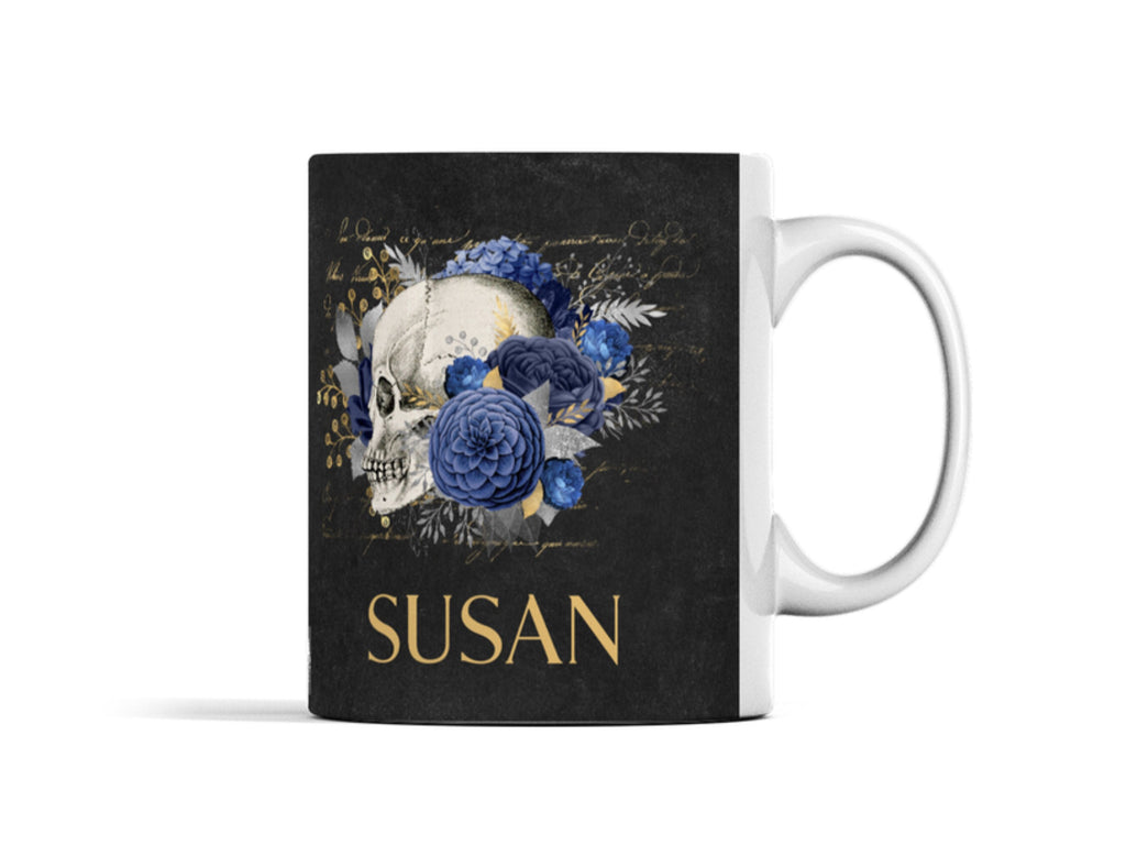 Custom skull mug for women pagan gifts in the UK