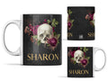 Skull coffee mug, skull gifts, mug with name, mugs personalised, mugs handmade, gift for women, gift for her, gifts for mum, mug for her