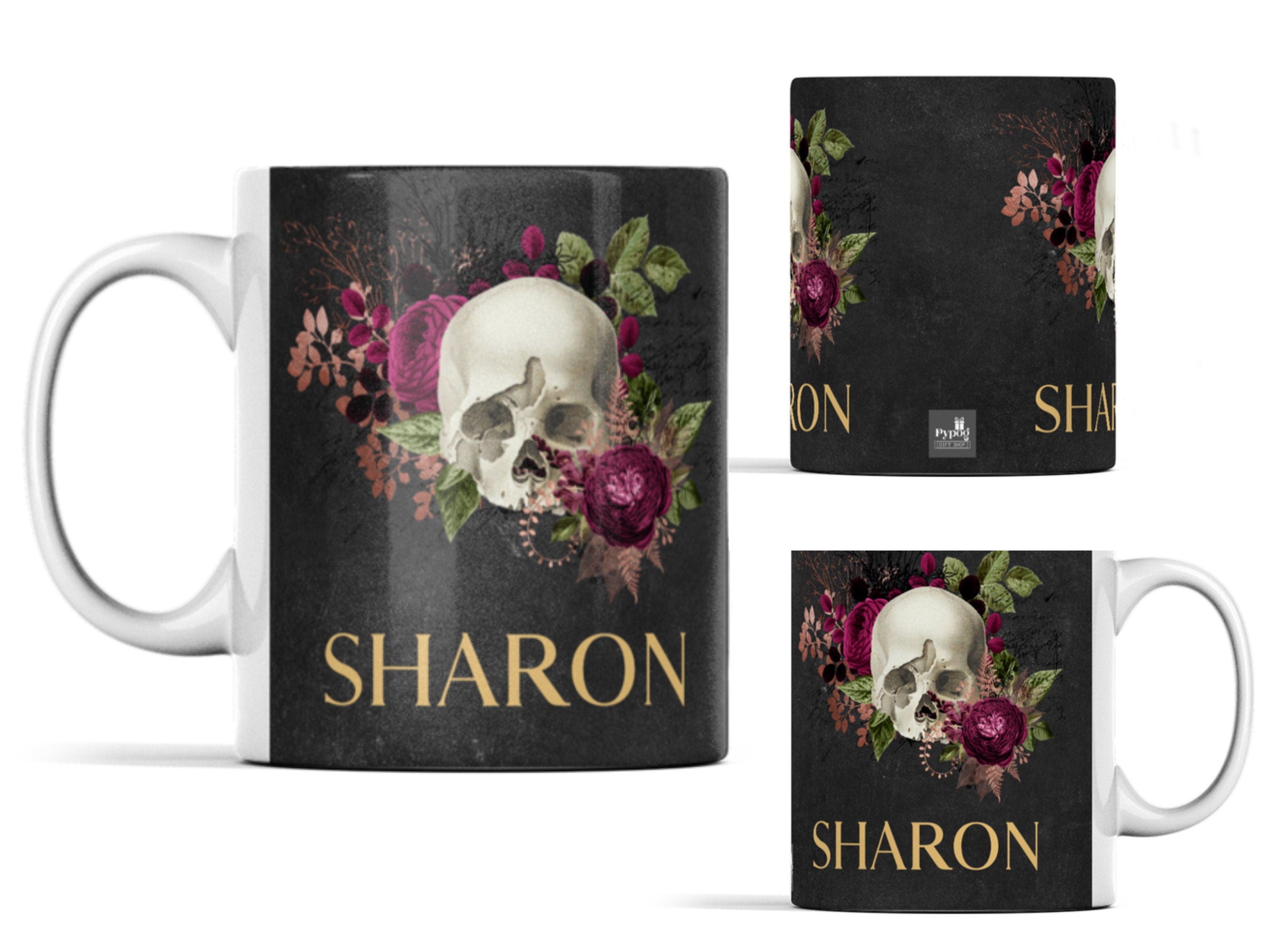 Skull coffee mug, skull gifts, mug with name, mugs personalised, mugs handmade, gift for women, gift for her, gifts for mum, mug for her