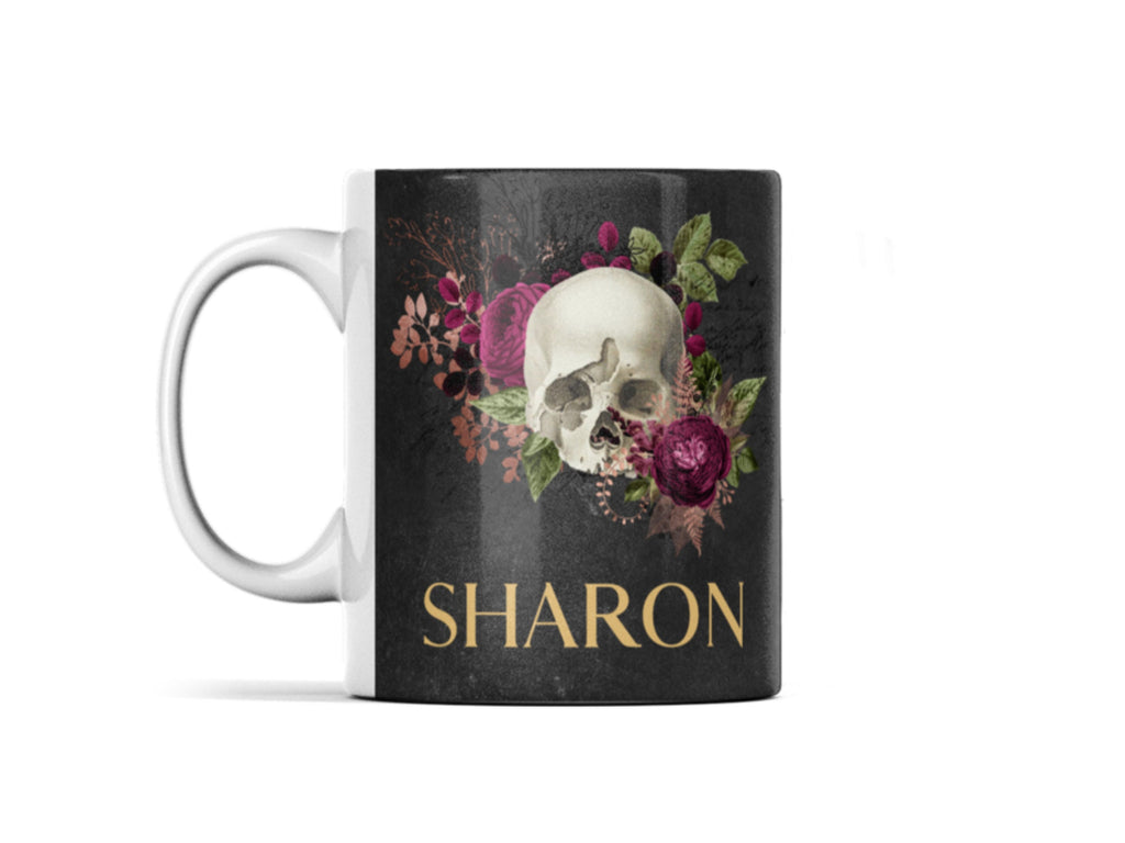 Skull coffee mug, skull gifts, mug with name, mugs personalised, mugs handmade, gift for women, gift for her, gifts for mum, mug for her