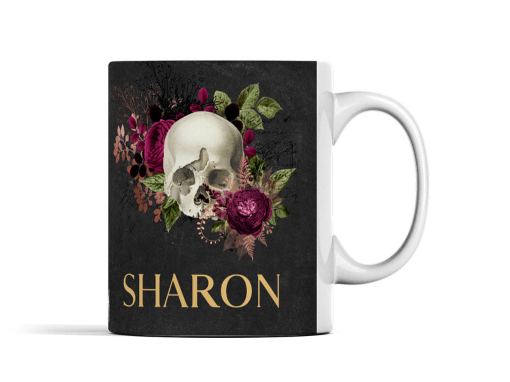 Skull coffee mug, skull gifts, mug with name, mugs personalised, mugs handmade, gift for women, gift for her, gifts for mum, mug for her