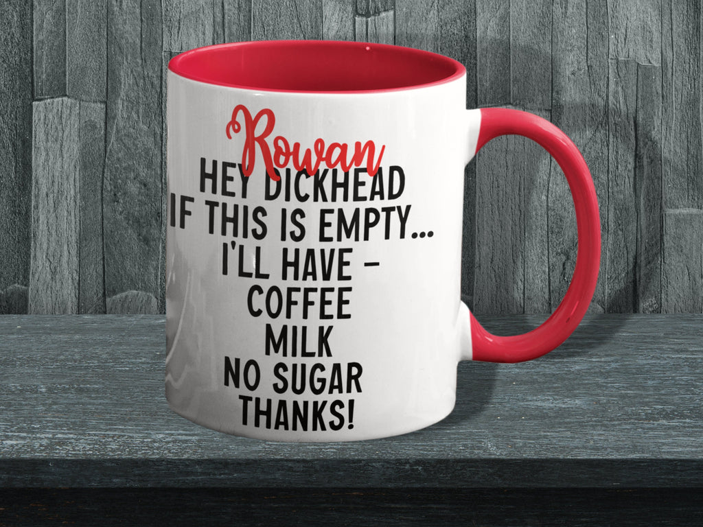 Hey dickhead personalised hot drink instruction sweary rude coffee mug