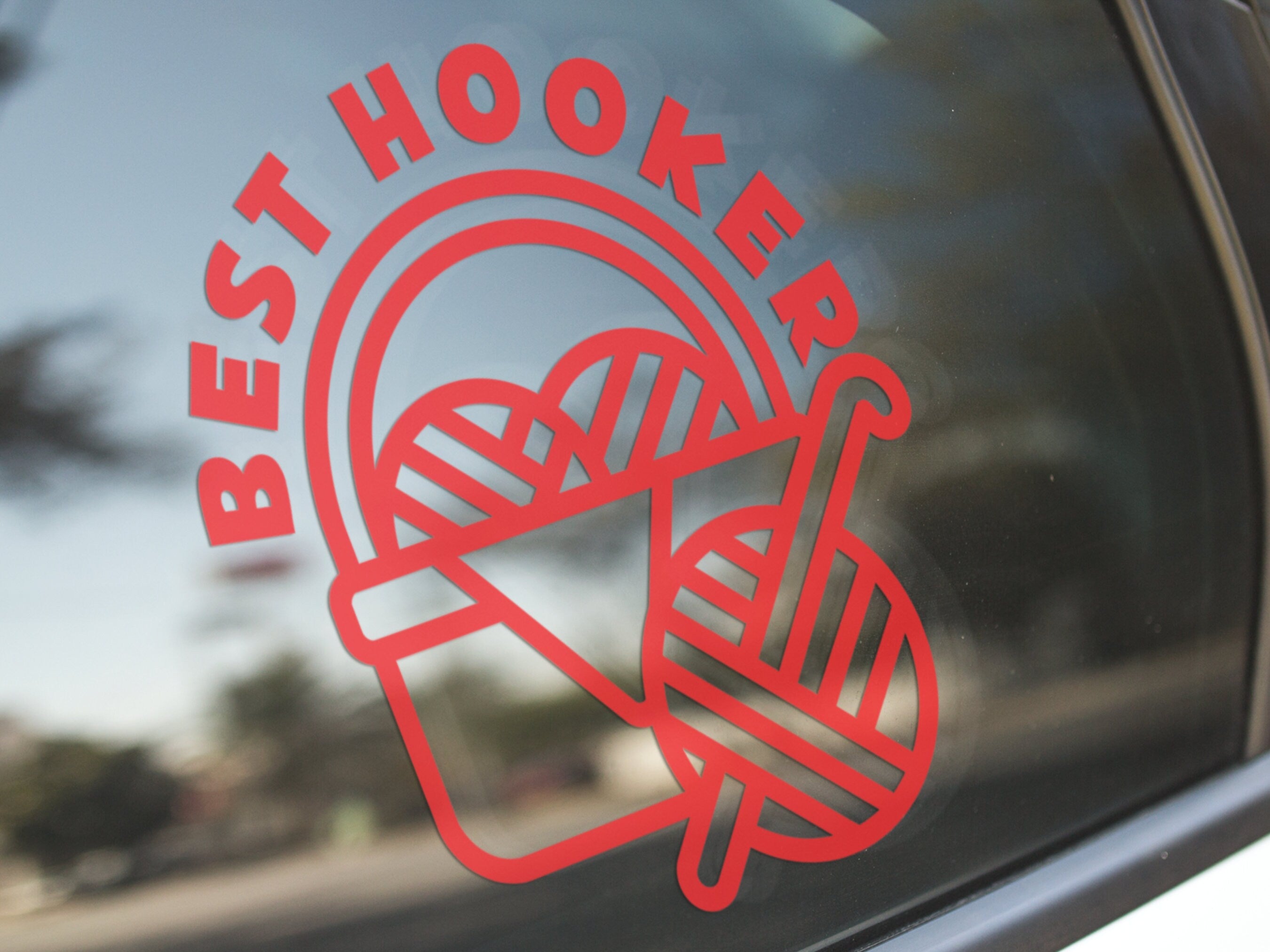 Best Hooker" Vinyl Decal Sticker – Perfect for Crochet Lovers – Available in Black, White, or Red – Multiple Sizes
